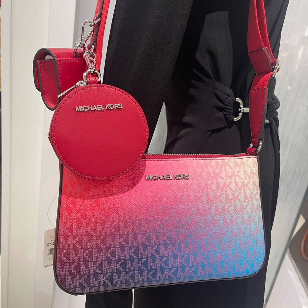 MICHAEL KORS Jet Set Small Ombré Signature Logo Crossbody Case Apple Airpods Pro - Picture 9 of 16